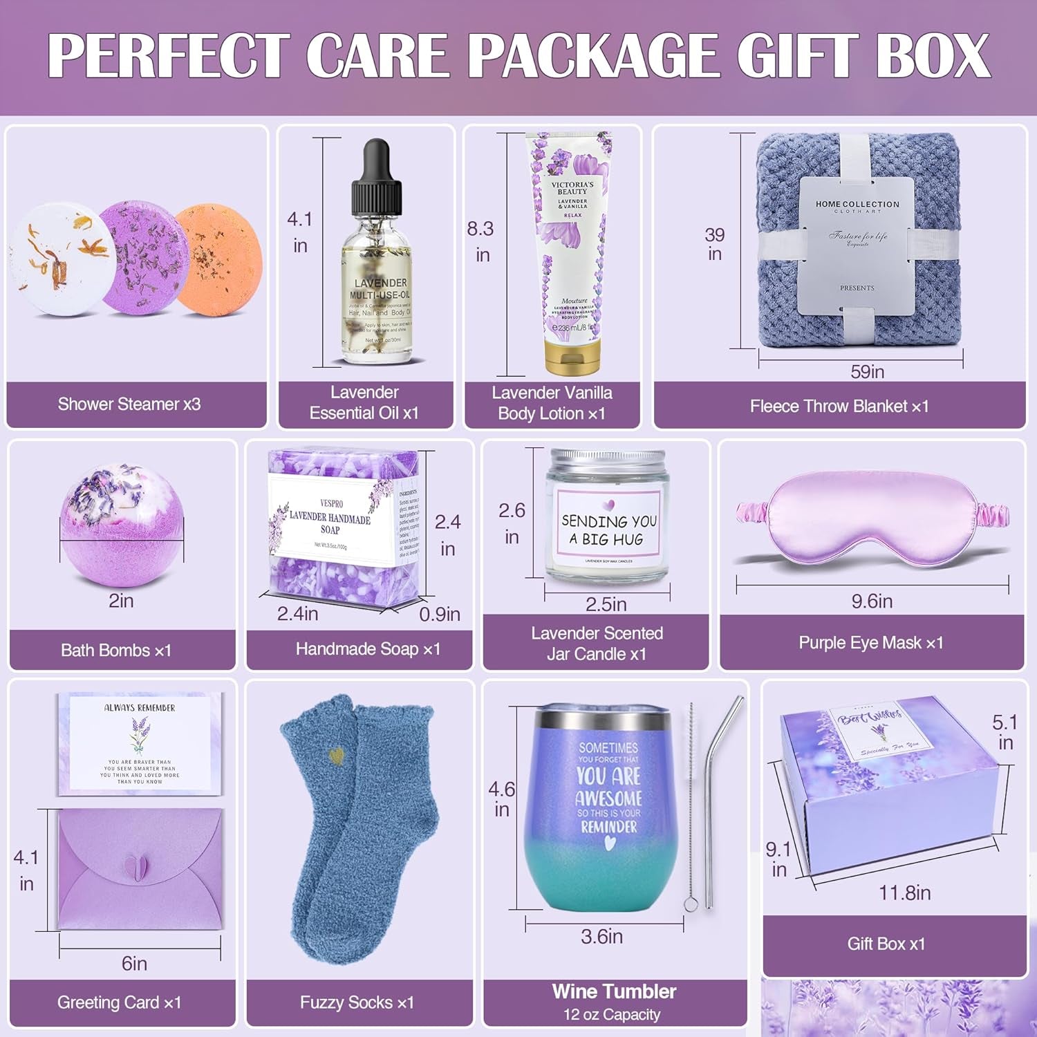 Spa Gift Baskets for Women - Spring Bath and Body Works Set, Relaxing Sympathy Box for Mom, Sister, Wife, Lover