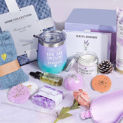 Spa Gift Baskets for Women - Spring Bath and Body Works Set, Relaxing Sympathy Box for Mom, Sister, Wife, Lover