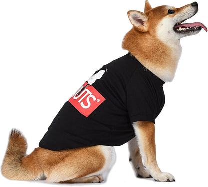 Dog T Shirt, X-Small | Black Small Dog Shirt for Very Small Dogs | Lightweight Semi-Stretch Pull-Over Dog Tshirt for Small Dogs from Peanuts (XS), FF13344